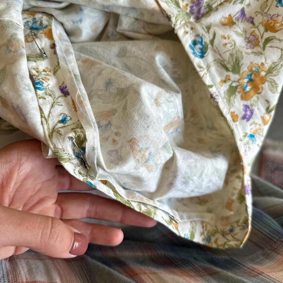 Women's Medium Dress Yellow Cotton Micro Floral Vintage Summer - Picture 5 of 5